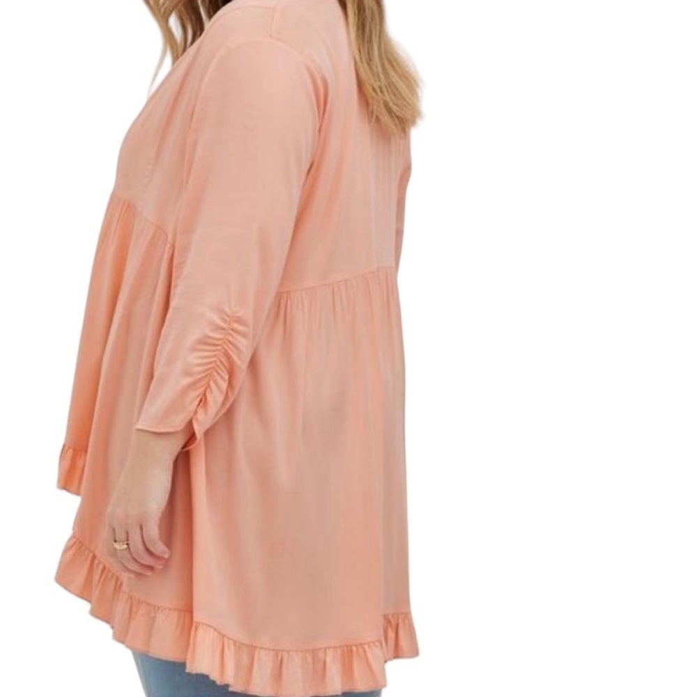 Torrid Ruffled Hem Kimono In Light Peach - Picture 3 of 8